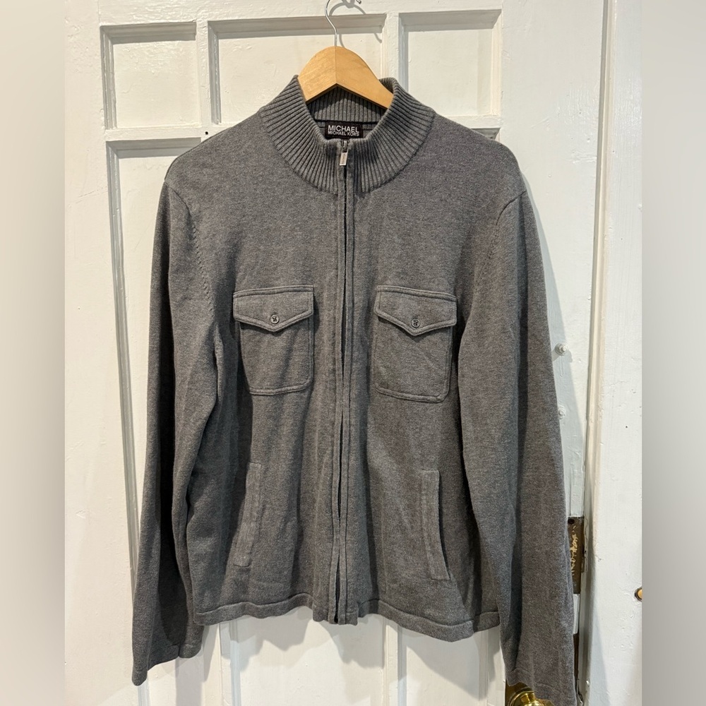 Michael Kors Charcoal Zip-Up Men's Sweater